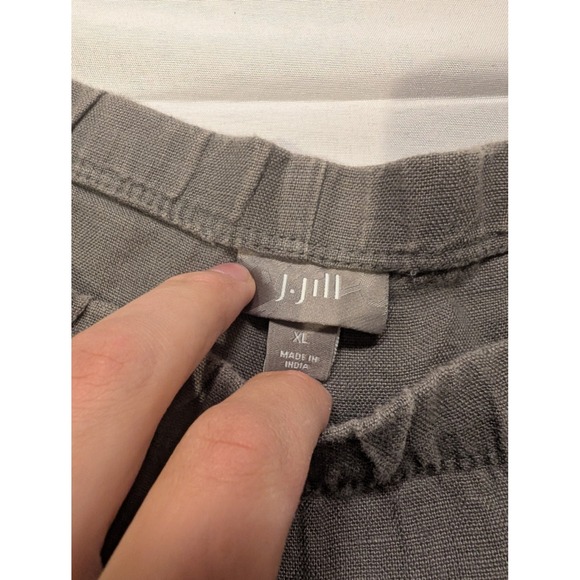 J. Jill Womens XL Gray 100% Linen Elastic Waist Crop Pants Wide Leg Relaxed Fit - Picture 4 of 8
